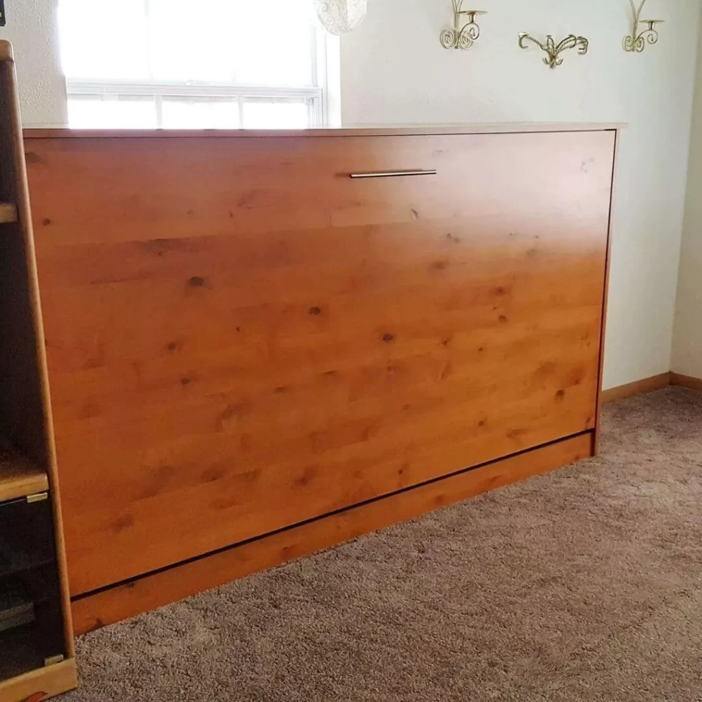 Knotty Alder Hardwood Murphy Bed Horizontal Queen