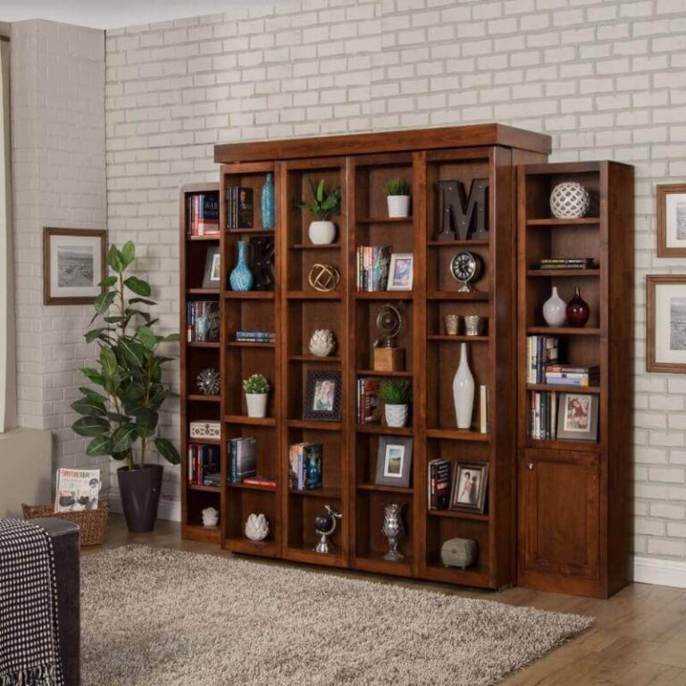 Library Queen Size Murphy Bed with Shelves made out of real Hard wood.